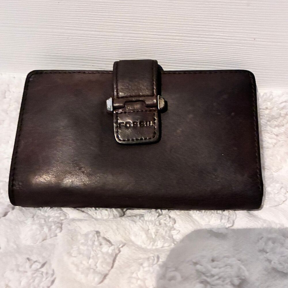 Men's Fossil Leather Bifold Wallet Dark Brown